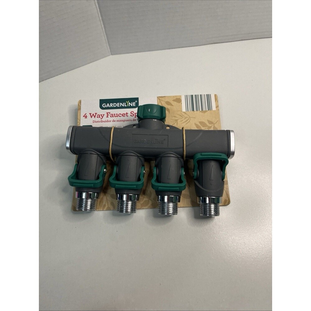 Gardenline 4-Way Faucet Splitter, Thumb Control, Swivel Coupling, 3/4 in